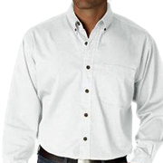  Men's Long Sleeve White Denim Shirt 